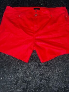 Baby Phat red shorts with gold button detail, size 24 Plus